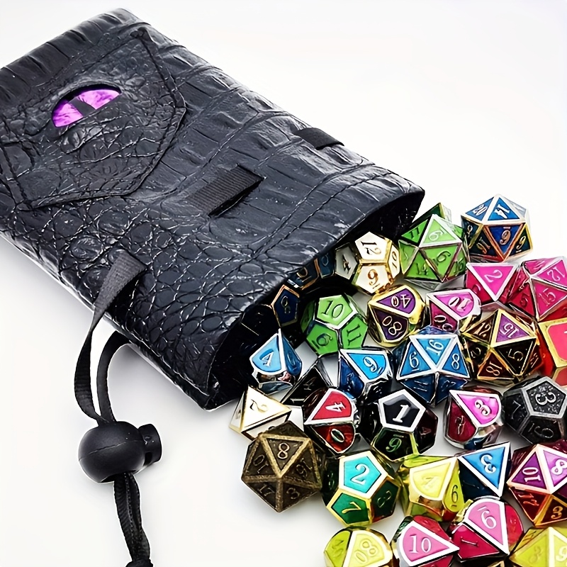 Drawstring PU Leather Dice Bag for Card Storage